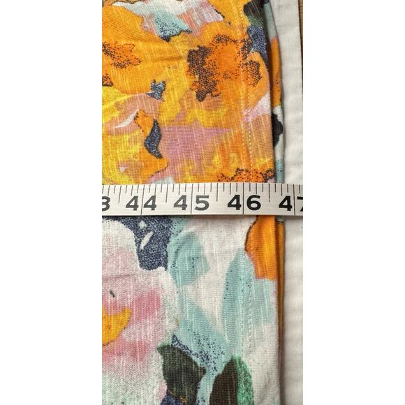 Denim Co Beach 1X Midi Dress Gold Green Floral Sleeveless Linen Blend Knit New - Picture 9 of 16